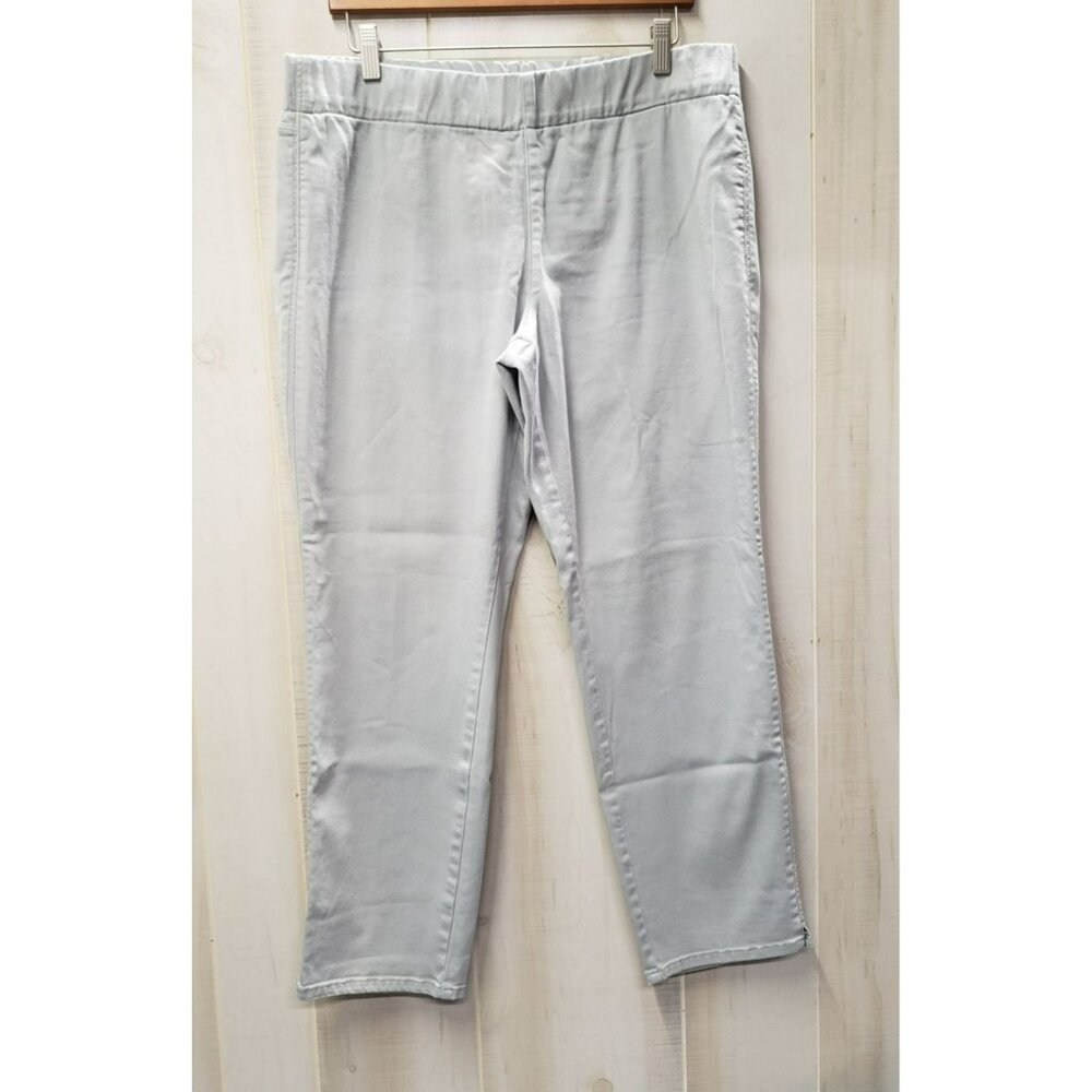NYDJ Alina Pants, Light Gray, Pull On Ankle, Stretch, Size 12, Lift Tuck, SPOT